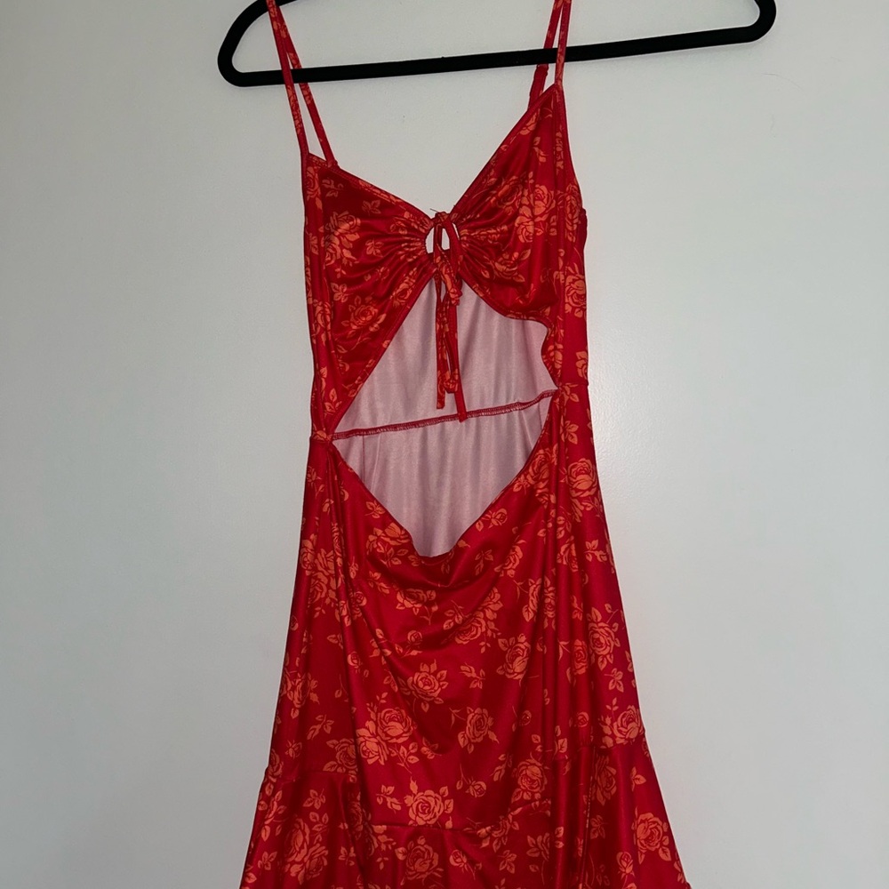 Red Floral Women's Mini Dress